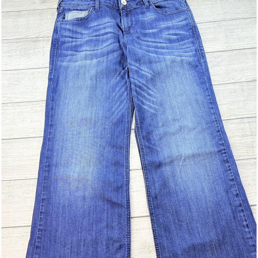 Ariat Denim Women’s Trouser Mid Rise Flare Penelope Jeans Raw Hem Size 31R - Picture 2 of 11